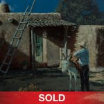 George Hallmark An Early Start architecture ladder stucco casa Mexico burro donkey jackass landscape oil painting sold
