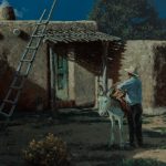 George Hallmark An Early Start architecture ladder stucco casa Mexico burro donkey jackass landscape oil painting