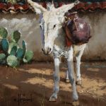 George Hallmark Mezcal donkey jackass burro cactus agave western oil painting