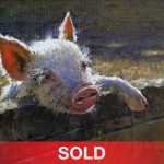 George Hallmark Penelope pig western oil painting sold