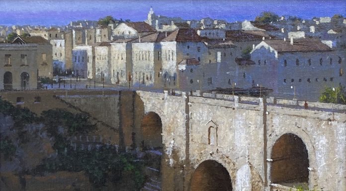 George Hallmark Ronda architecture architectural Malaga Spain oil painting