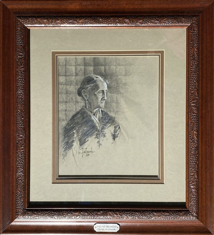 George Hallmark Salt of the Earth portrait woman female pencil painting framed