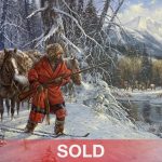 Gerry Metz Avoidin The Blackfeet trapper mountain man cowboy snow Native American Indians horses snow western landscape oil painting sold