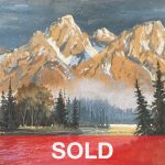 Gerry Metz First Light on the Snake Grand Teton National Park Jackson Hole Wyoming fly fisherman gouache watercolor painting