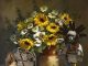 Joni Falk Native American Colors Indian pottery kachina sunflowers daisy still life oil painting western