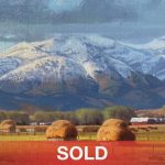 Michael Albrechtsen Timing snow landscape hay bales western oil painting