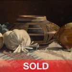 Joni Falk - "A Touch Of Sunlight" still life oil painting Native American pottery