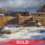 Joni Falk - "Taos Pueblo - Winter" architecture New Mexico snow sold