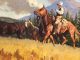 Dean St. Clair Mountain Meadows cowboy horse mountains pine tree western oil painting