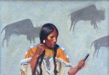 Harvey Johnson Blackfoot Beauty Native American woman girl tipi tee pee western oil painting Cowboy Artists of America