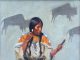 Harvey Johnson Blackfoot Beauty Native American woman girl tipi tee pee western oil painting Cowboy Artists of America