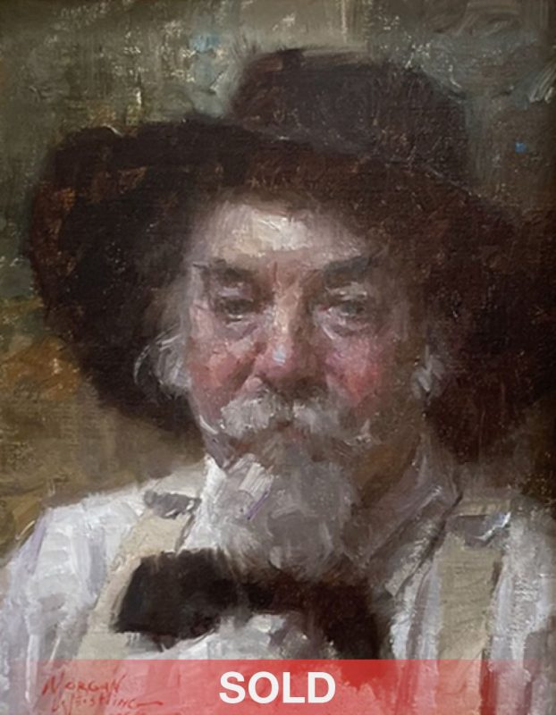 Morgan Weistling Whiskers cowboy gentleman man western oil painting sold