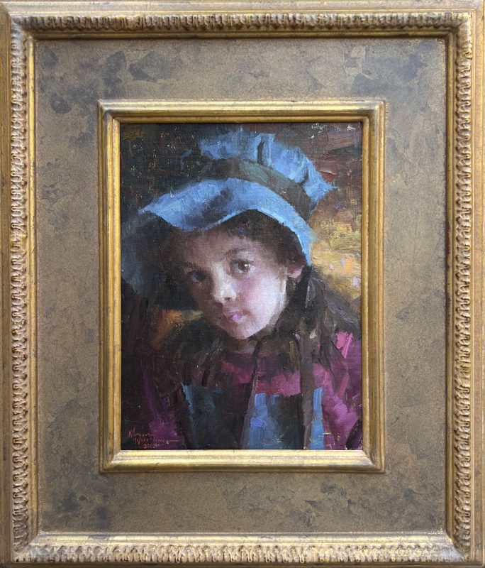 Morgan Weistling Brittany girl female portrait figure figurative hat impressionistic western oil painting framed