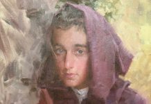 Morgan Weistling Hesitation portrait figure figurative woman girl female western oil painting