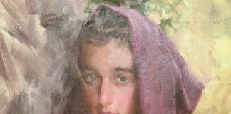 Morgan Weistling Hesitation portrait figure figurative woman girl female western oil painting