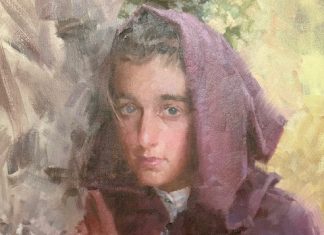 Morgan Weistling Hesitation portrait figure figurative woman girl female western oil painting