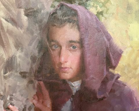 Morgan Weistling Hesitation portrait figure figurative woman girl female western oil painting