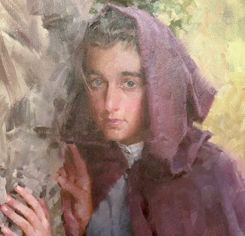 Morgan Weistling Hesitation portrait figure figurative woman girl female western oil painting