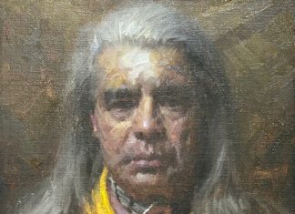 Morgan Weistling Proud Leader Native American Indian portrait man western oil painting