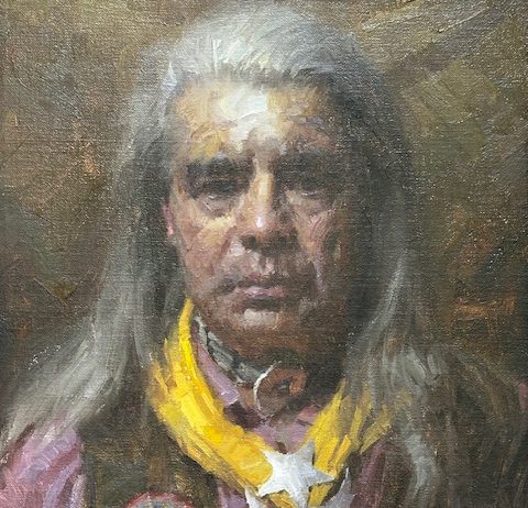 Morgan Weistling Proud Leader Native American Indian portrait man western oil painting