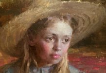 Morgan Weistling Ruby portrait figure figurative girl woman female western oil painting straw hat