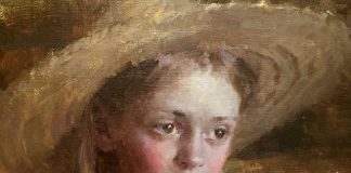 Morgan Weistling Ruby portrait figure figurative girl woman female western oil painting straw hat