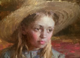 Morgan Weistling Ruby portrait figure figurative girl woman female western oil painting straw hat