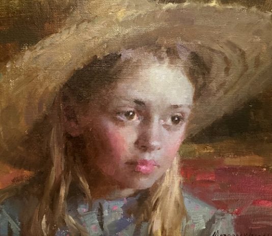 Morgan Weistling Ruby portrait figure figurative girl woman female western oil painting straw hat