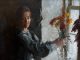 Morgan Weistling The Arrangement woman female girl portrait floral flowers interior farm ranch western oil painting