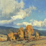 Scott Christensen Rolling Hills clouds mountains fall autumn trees storm western landscape oil painting Montana Idaho Utah Wyoming