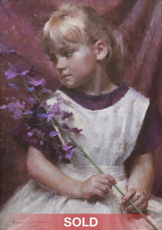 Morgan Weistling - "Emmie's Wish" girl figure figurative flowers oil painting