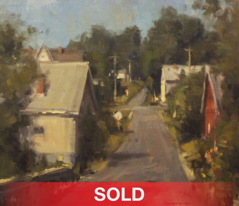 Scott Christensen - "New England Town" architectural street houses oil landscape painting town sold