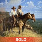 Bruce Greene Caprock Cowboys horses cattle cow open range western oil painting sold