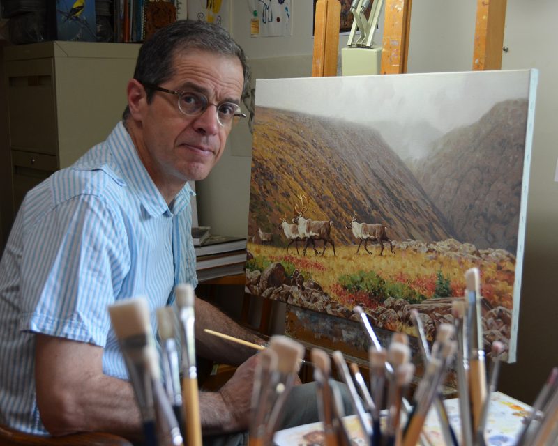 Claudio D'Angelo wildlife artist painting at easel
