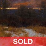 Dan Young Closing Of The Day snow landscape trees Colorado sunset western landscape oil painting