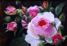 John Cox Garden Roses floral flowers still life oil painting