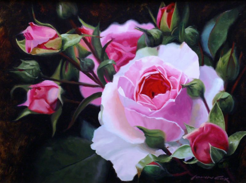 John Cox Garden Roses floral flowers still life oil painting