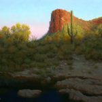 John Cox Late Afternoon On Tortilla Flat Arizona mountain saguaro cactus desert western oil landscape painting