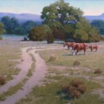 John Cox The Back Forty horses ranch farm Texas western oil painting