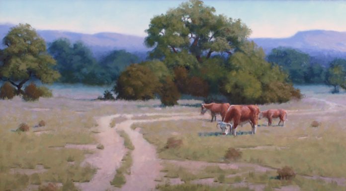 John Cox The Back Forty horses ranch farm Texas western oil painting