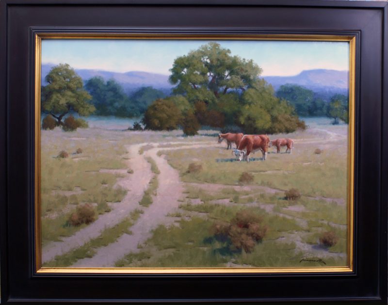 John Cox The Back Forty cattle Texas ranch farm landscape western oil painting framed
