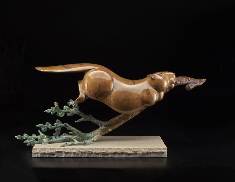 Tim Cherry Beaver Retriever wildlife bronze sculpture side