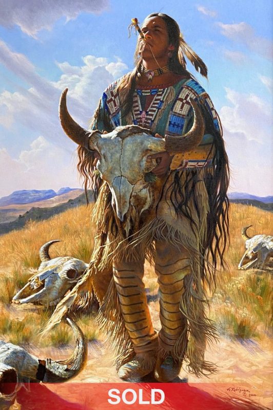 Alfredo Rodriguez The Buffalo Caller Native American Indian portrait western oil painting