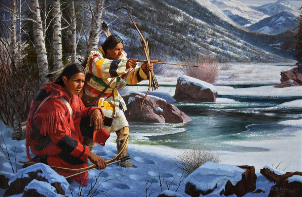 native american hunting painting