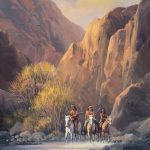 Charles Pabst Canyon Scouts Native American Horse canyon water river mountains trees western oil painting