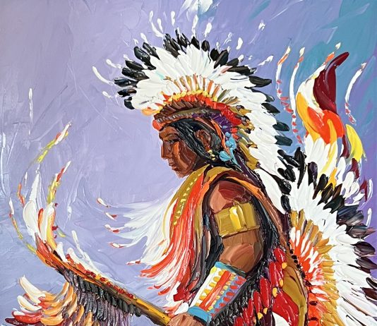 Charles Pabst Chuck Pabst Eagle Feather Native American Indian dance ritual historic western oil painting