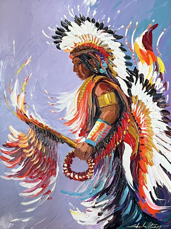 Charles Pabst Chuck Pabst Eagle Feather Native American Indian dance ritual historic western oil painting