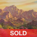Charles Pabst Morning Serenity desert western landscape saguaro cacti cactus mountain flowers oil painting sold