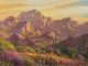 Charles Pabst Morning Serenity desert western landscape saguaro cacti cactus mountain flowers oil painting