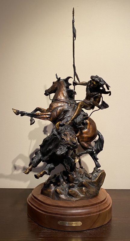 Ken Payne Dog Called Buffalo Native American Indian warrior scout horse western bronze sculpture close up